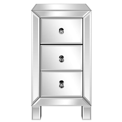 LEADZM nightstand glass with 3 drawers, 1 piece, side table bedside cabinet, storage cabinet, for living room, bedroom, office, bathroom, etc., 30 x 30 x 60 cm (1)
