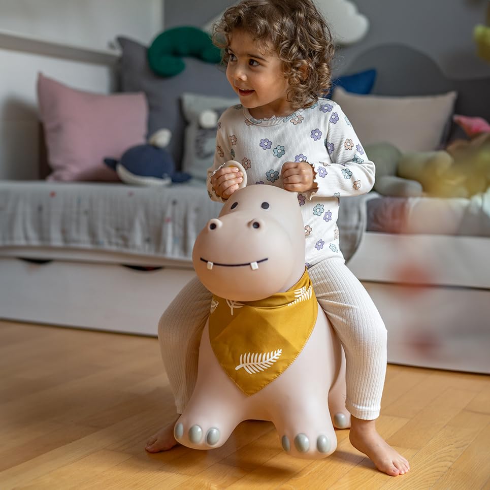 Childhood Hopper for kids, subtle and modern colors, loving details and high-quality, includes air pump, Hippo