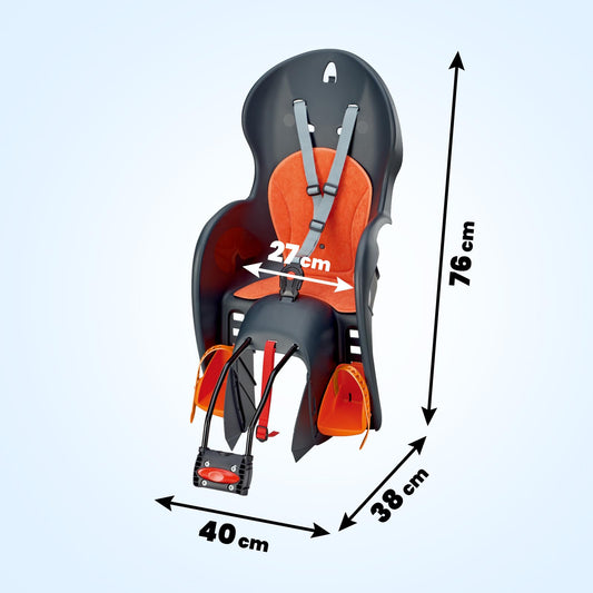 Prophet Bicycle Child Seat | Child seat for seat tube mounting | for children between 9 and 22 kg | gray orange