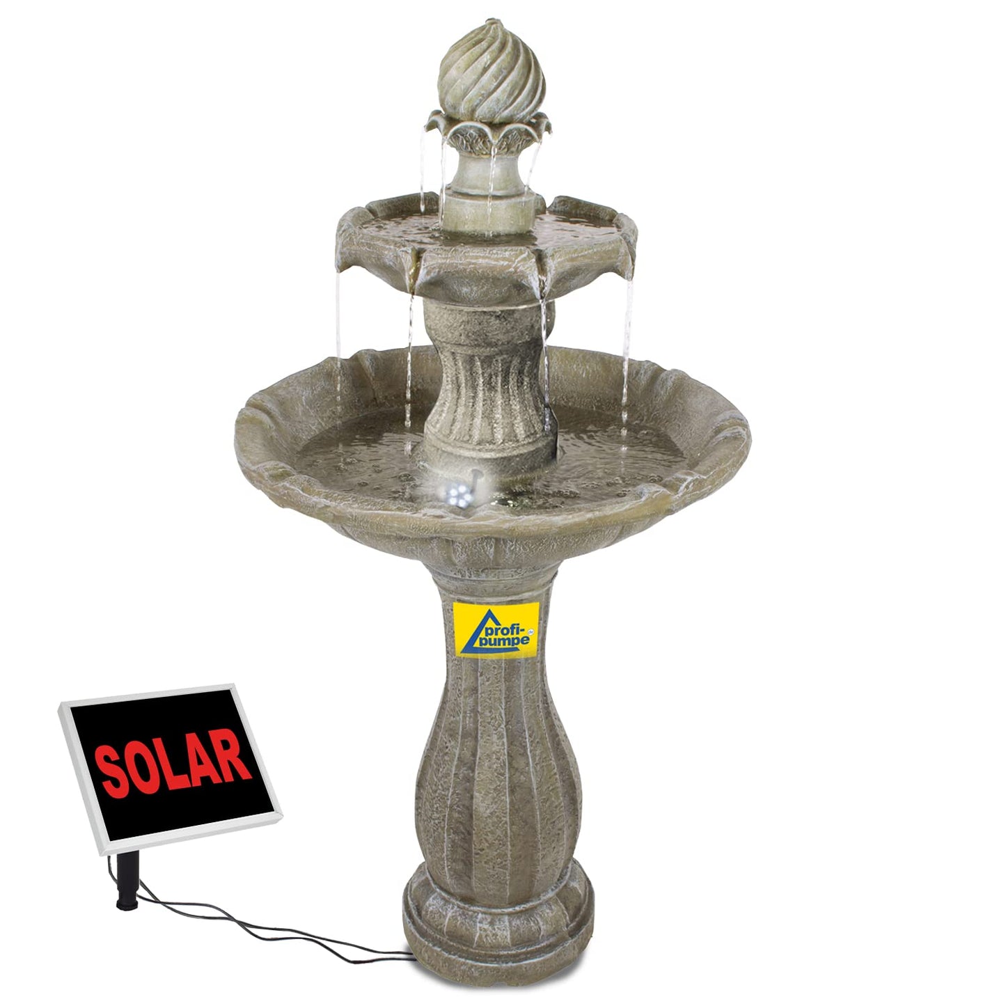 Solar garden fountain fountain solar fountain classic garden decoration fountain waterfall garden light pond pump for terrace, balcony, improved model with pump instant start function