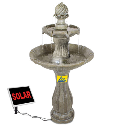 Solar garden fountain fountain solar fountain classic garden decoration fountain waterfall garden light pond pump for terrace, balcony, improved model with pump instant start function
