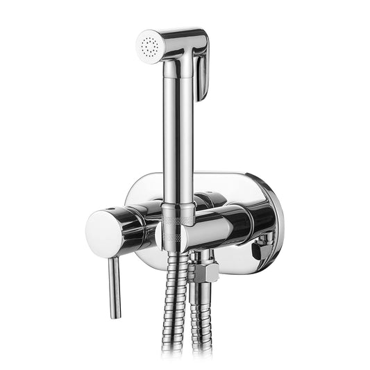 Ibergrif M22010 - Concealed WC-Bidet Hand Shower Set with shower and holder, hose, hot and cold water, chrome, silver