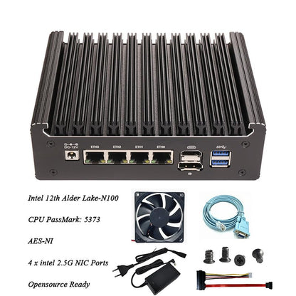 HSIPC Alder Lake N100 Quad Core Firewall Micro Appliance, Mini PC, Nano Computer, Router with 32G RAM 512G SSD, 4*i226-V RJ45 Port AES-NI