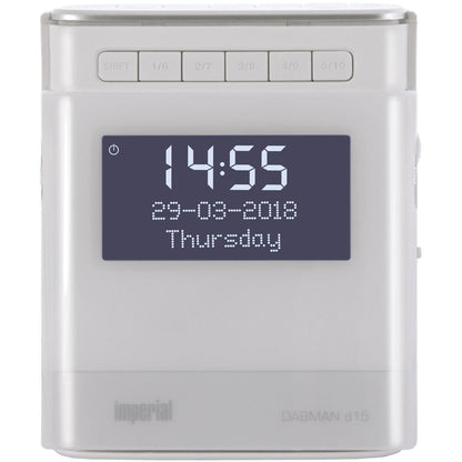 IMPERIAL DABMAN d15 - Radio alarm clock (DAB +, FM, 2 alarm times, dimmable display, USB charging port) - White.