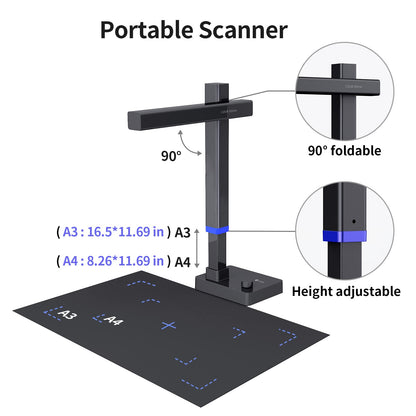 CZUR Shine Ultra Pro | Portable document scanner 24 MP document camera A3 book scanner OCR scanner Visualizer with fill light for home office online teaching Windows & macOS available