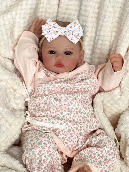 Anano Reborn Baby Silicone Lifelike 48cm Full Body Silicone Soft Newborn Reborn Baby Doll Meadow, Washable Poseable Realistic Baby Girl Doll (Blue Eyes)