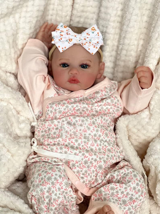 Anano Reborn Baby Silicone Lifelike 48cm Full Body Silicone Soft Newborn Reborn Baby Doll Meadow, Washable Poseable Realistic Baby Girl Doll (Blue Eyes)