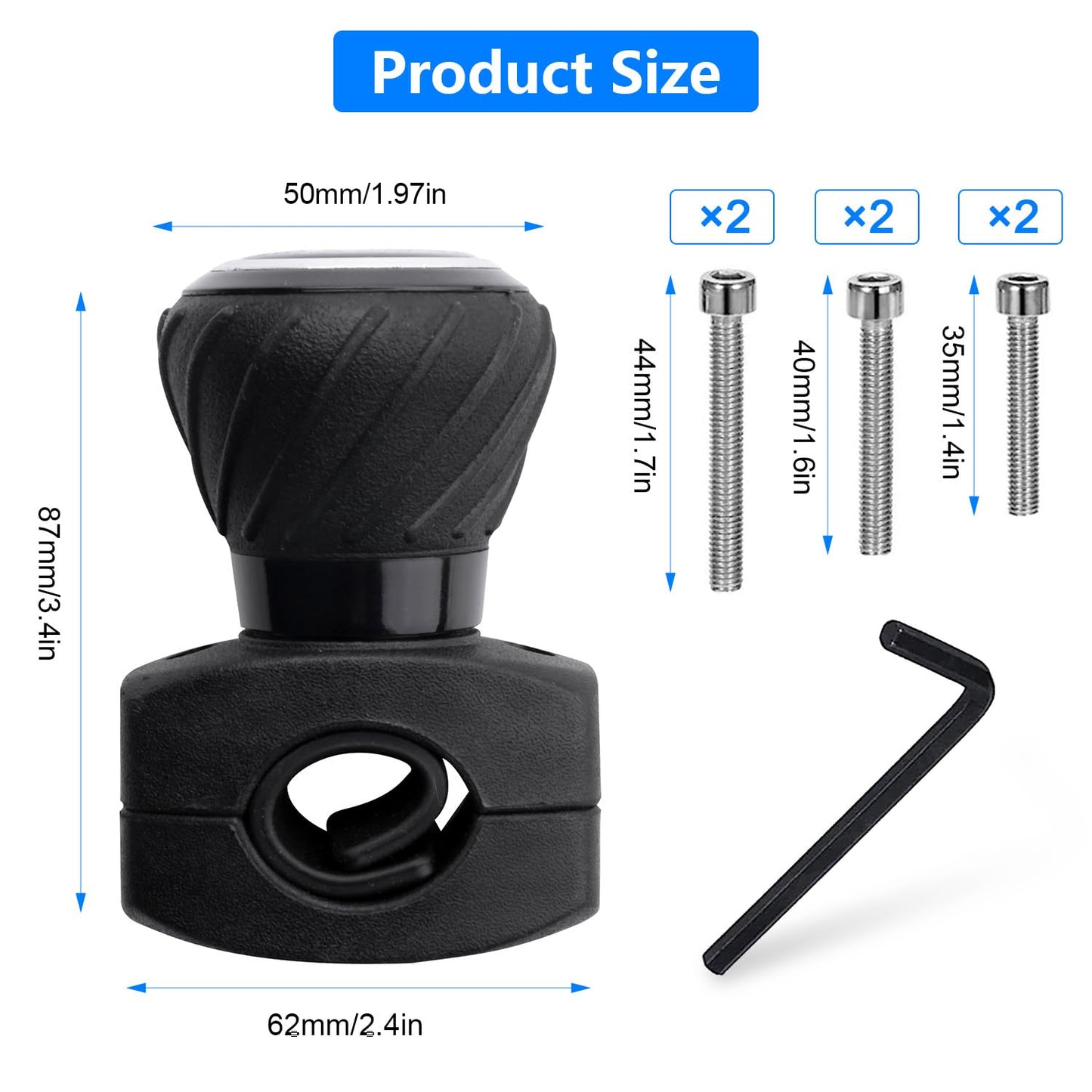 2 Pieces Universal Steering Wheel Knob Spinner, Tractor Steering Wheel Knob, Steering Wheel Spinner Knob, Steering Wheel Spin knob Steering Aid, Universal Steering Wheel Spinner for Automotive, Truck, Tractor, Forklift, etc. (Black-B)