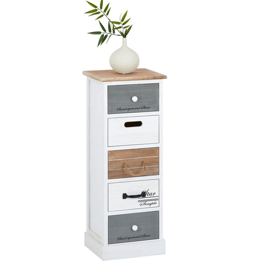 CARO-Möbel chest of drawers Salva drawer cabinet shelf storage shelf in white, shabby chic vintage look, 5 drawers