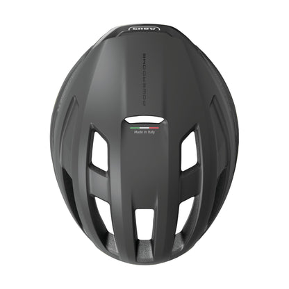 ABUS road bike helmet PowerDome - lightweight bicycle helmet with clever ventilation system and aerodynamic profile - Made in Italy - for women and men - Black, size M