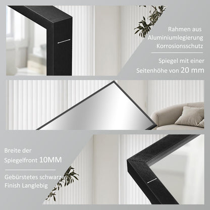 Goezes Black Mirror 50x70cm Bathroom Mirror Black Metal Frame Decorative Bathroom Wall Mirror for Bathroom, Living Room, Guest WC