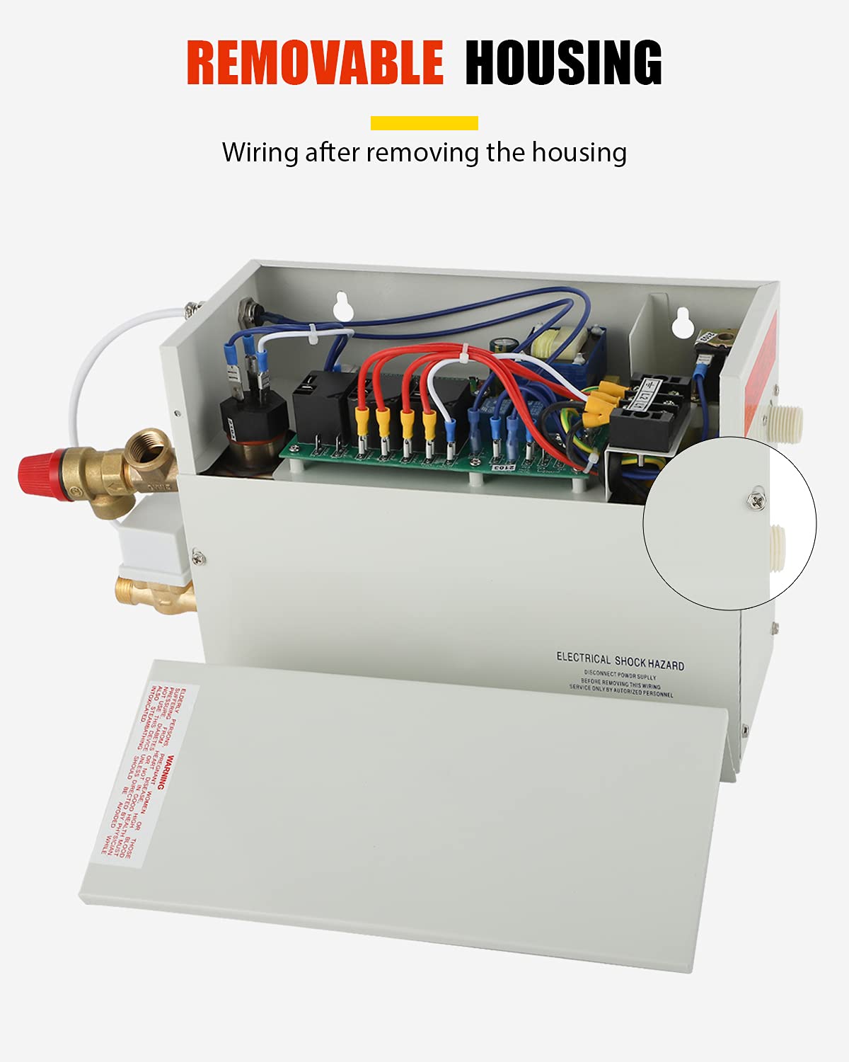 CGOLDENWALL 3 KW Household Sauna Steam Generator 220 V, perfect for sauna/shower/bathroom/spa, with automatic drainage, LED digital controller 35-55℃, for 1.5-3 m3 room heating.