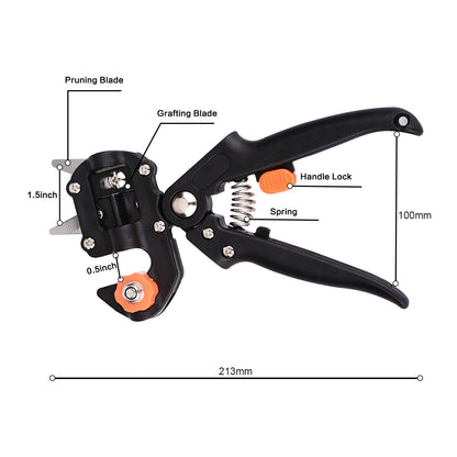 Yolando Fruit Tree Grafting Shears, 2-in-1 Professional Garden Fruit Tree Grafting Shear Ratchet Shear Set, Single-handed Grafting Cutting Tool for Flowers Tree Plant Branches, Garden Grafting Tool