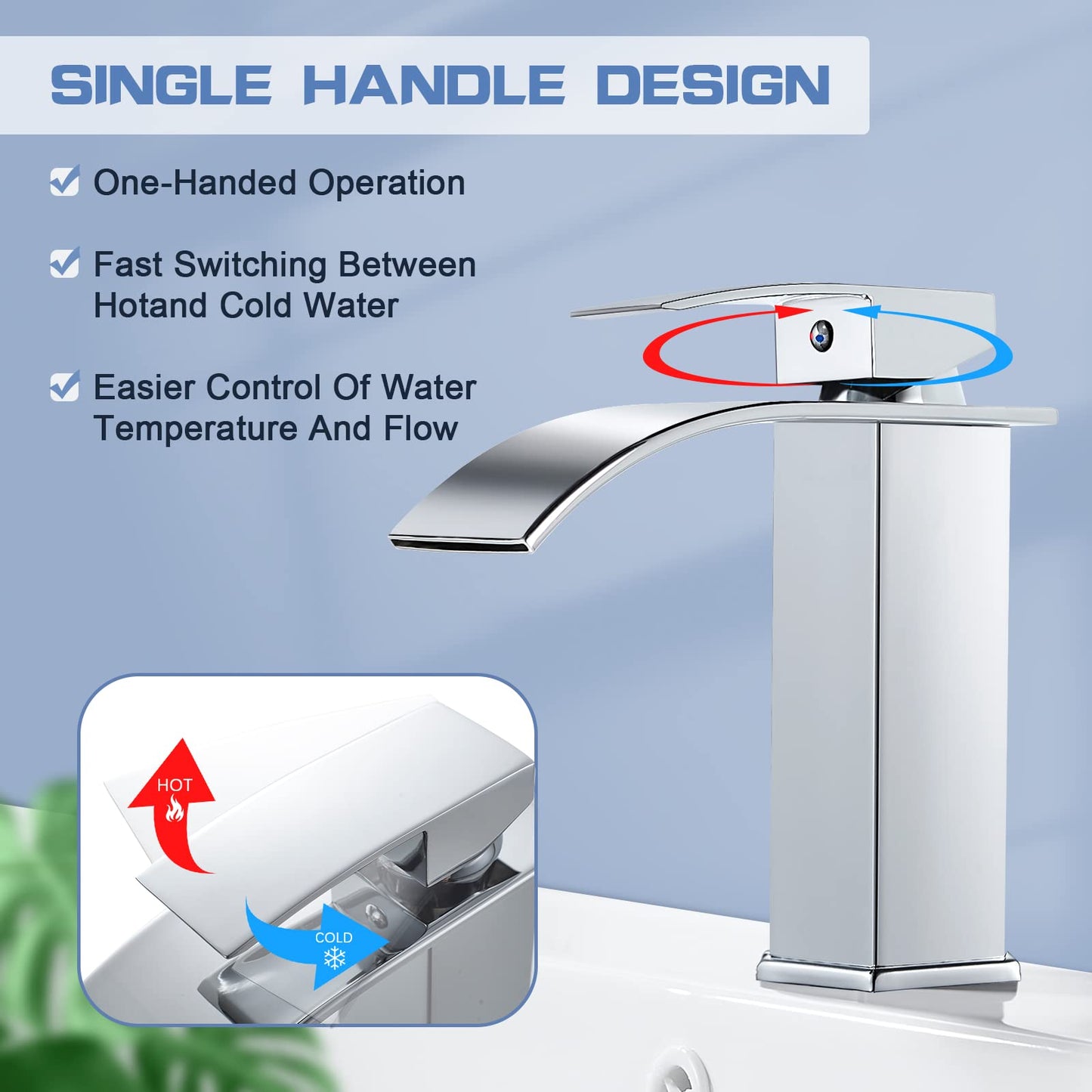 kisimixer waterfall bathroom faucet, sink faucet for bathroom, modern single handle mixer tap basin made of brass with spout height 115mm, basin mixer tap, chrome-plated