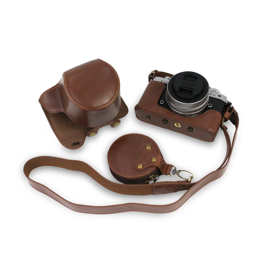 Rieibi Z fc Zfc camera bag made of PU leather with strap for Nikon Z fc Zfc 28 mm f/2.8 SE, 16-50 mm f/3.5-6.3 lens.
