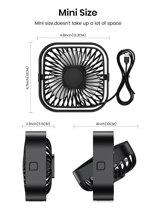 TOPK USB Fan 2 Pack Mini Desk Fans Quiet Operation, USB Powered Desk Fan, 3 Speeds and 360° Rotatable Head for Home Office Bedroom Desk Desktop