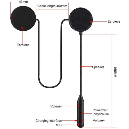 Motorcycle Bluetooth 5.2 headphones Outdoor Stereo Music and Voice microphone Soft Cable Headphones Motorcycle Helmet Intercom Headset Universal Helmet Audio System