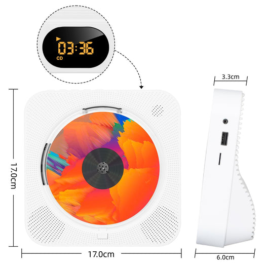 Liphier Portable Bluetooth Music CD Player - Desktop Multifunctional Kpop CD Player with HiFi Sound Speakers, LED Screen, Dust Cover, Remote Control.