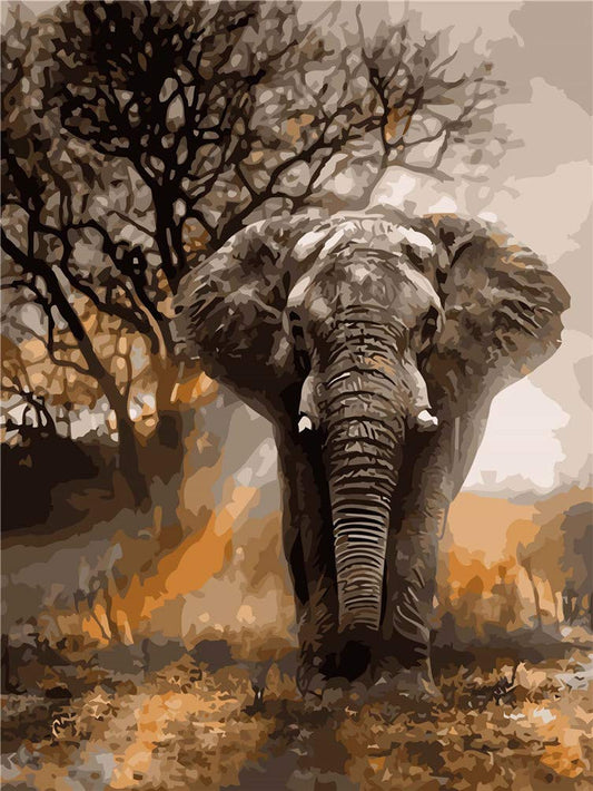 Amiiba Paint by Numbers Kits, Elephant, 16 x 20 inch, Acrylic, Paint by Numbers, DIY Wall Art (Animal, with Frame)