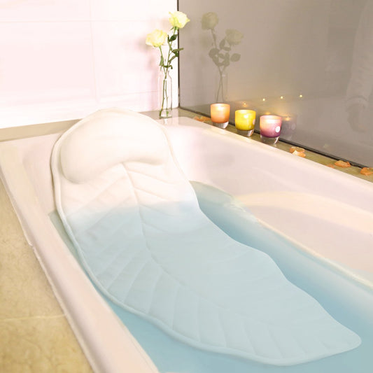 Bathtub Pillow Full Body Bath Pillow Cushion Bathtub (125 x 49cm) - Bathtub Mat with headrest supports neck, back, and legs - Hanging hook for quick drying Home Spa