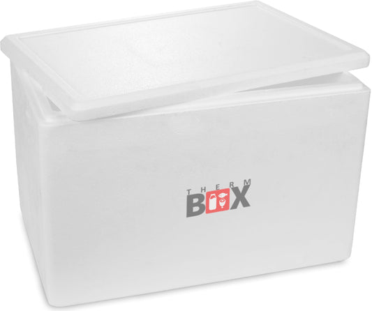 THERM-BOX Styrofoam box 61W Inside: 53x33x34cm Wall: 3cm Volume: 61.5L Insulated box Cooler box Warm-keeping box Reusable