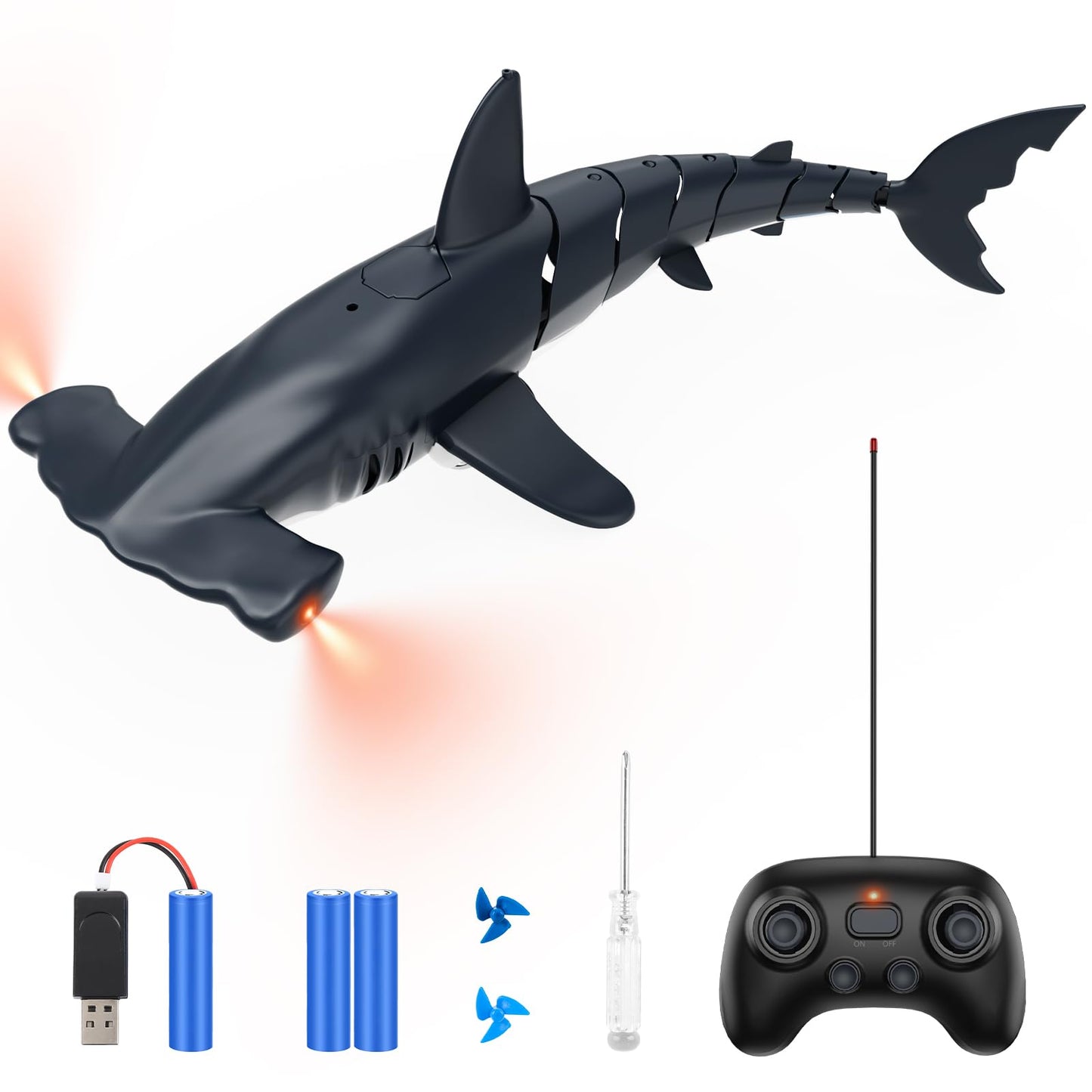 Remote-controlled shark toy highly realistic summer water toy for boys aged 6 and up fun pool and bath games (Gray)