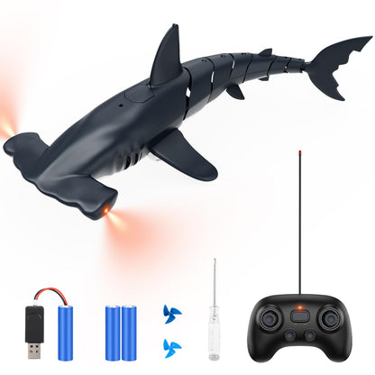 Remote-controlled shark toy highly realistic summer water toy for boys aged 6 and up fun pool and bath games (Gray)