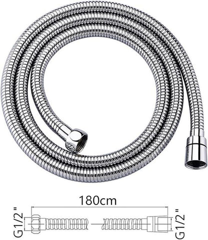 Showerhead Water-saving 7.5L/min, YEAUPE water-saving showerhead with filter, rain shower head pressure boosting, with 6 spray modes, chrome & GRIFEMA G851-18 anti-twist shower hose, 1.8m