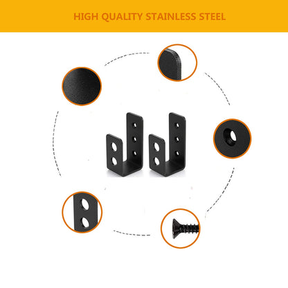 VANROUG 2 x 4 door barricade brackets, 2 pieces, durable steel bar, security door lock holder, for 2 x 4 wood, security U-clamp as door reinforcement.
