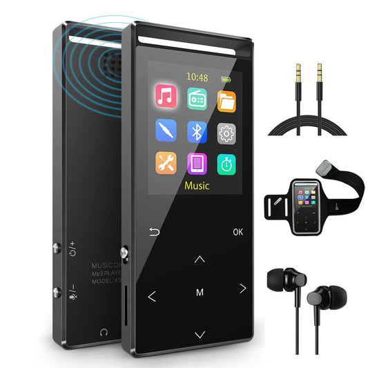 64GB MP3 Player, MUSRUN MP3 Player with Bluetooth Armband, HiFi, AUX recording, Sleep timer, FM radio, FM recording, Matte Black