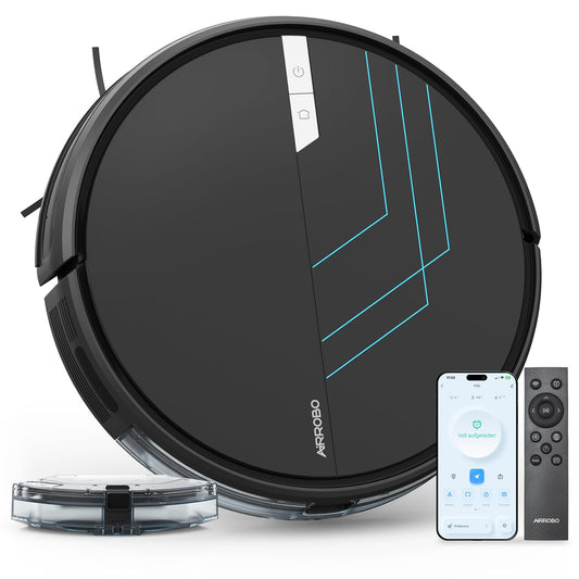 AIRROBO robot vacuum with mopping function, P30 vacuum robot with 3000Pa suction power, 120min runtime, sweep, vacuum, mop 3 in 1 robotic vacuum cleaner for pet hair, carpet, hard floor.