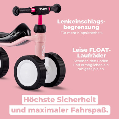 PUKY PUKYLINO Retro Rose | Indoor slide vehicle for children from 1 year | Walking aid | Baby toy | Ergonomic seat, safety handlebars & handlebar padding | Powder coating | Float wheels