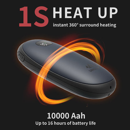 Unigear Hand Warmer 10000mAh Fast Charging Rechargeable, Electric Portable USB Pocket Warmer Powerbank with 21 heat levels from 35-55°C & digital screen for Raynauds, Outdoor, Hunting, Camping.