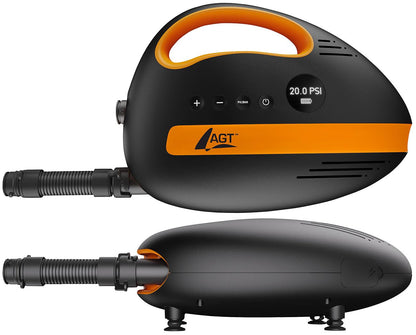 AGT SUP Battery Pump: Battery-operated air pump for SUP boards, 350 l/min, 3X 4,000 mAh, USB, 12V (Accu pump for compressor, electric)