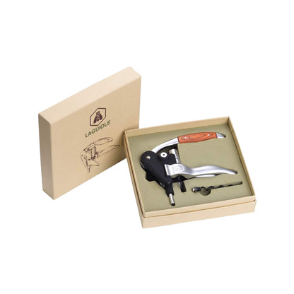 LAGUIOLE - Corkscrew with zipper lever - Aluminum and wood - With spare twist - Gift box