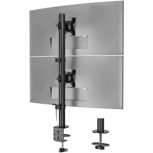BONTEC Dual Monitor Stand for 13-34 inch screens, Height Adjustable, Swivel, Max. 10kg per monitor, VESA Compatible, Cable Management, C-Clamp & Grommet Mounting, Ergonomic for Home Office & Gaming.
