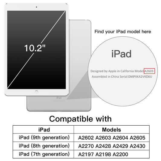 Jetech Rotating Case for iPad 9/8/7 (10.2 inch, 2021/2020/2019 model, 9th/8th/7th generation) with Pencil Holder, 360 Degree Rotatable Protective Case Stand, Transparent Back Cover (Black)