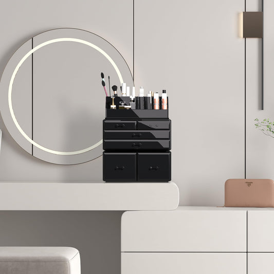 READAEER Makeup Organizer/Cosmetic Storage Box/Makeup Storage Case in 3 layers with 6 drawers, suitable for bedroom and bathroom.