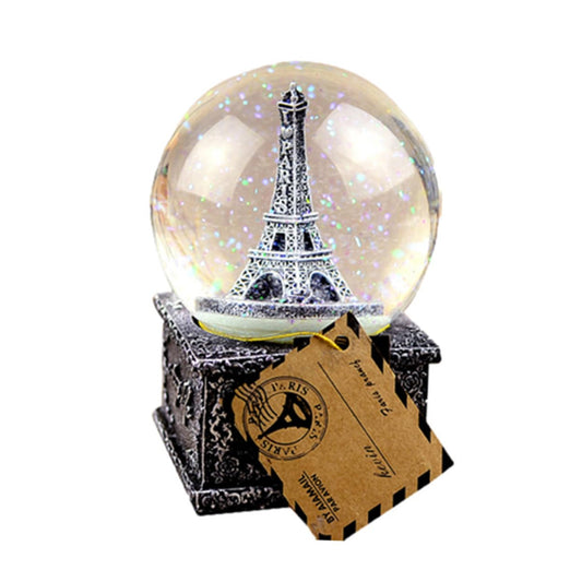 Warm vintage decoration music decoration Eiffel Tower decoration home decoration Eiffel Tower snow globe Eiffel Tower lamp snowflake globe balls day gift decorate with