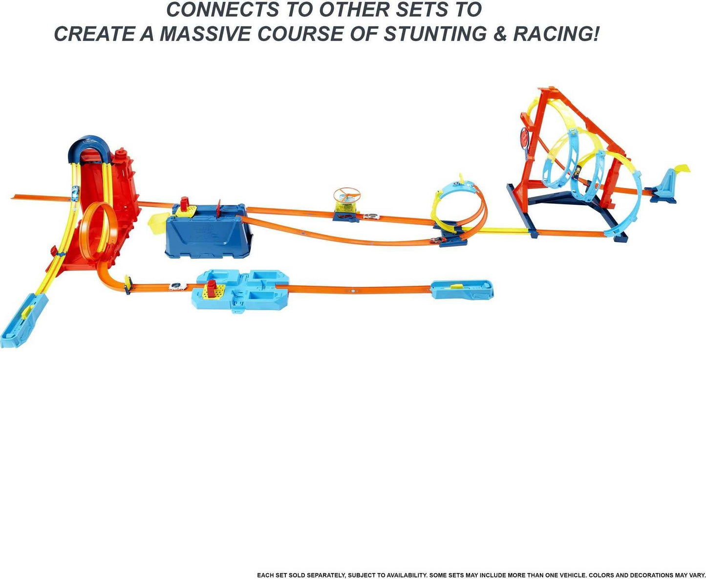Hot Wheels BHT77 Track Builder Straight Track Set, track set accessories & Wheels 54886 1:64 Die-Cast Car Gift Set, 10 toy cars, random selection, toy cars for ages 3+, 10-pack