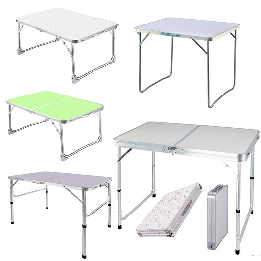 Folding camping table with adjustable height, portable, foldable, picnic tables for kitchen, dining room, garden, planting table, outdoor and indoor use, aluminum countertop, desk, 2 heights 67