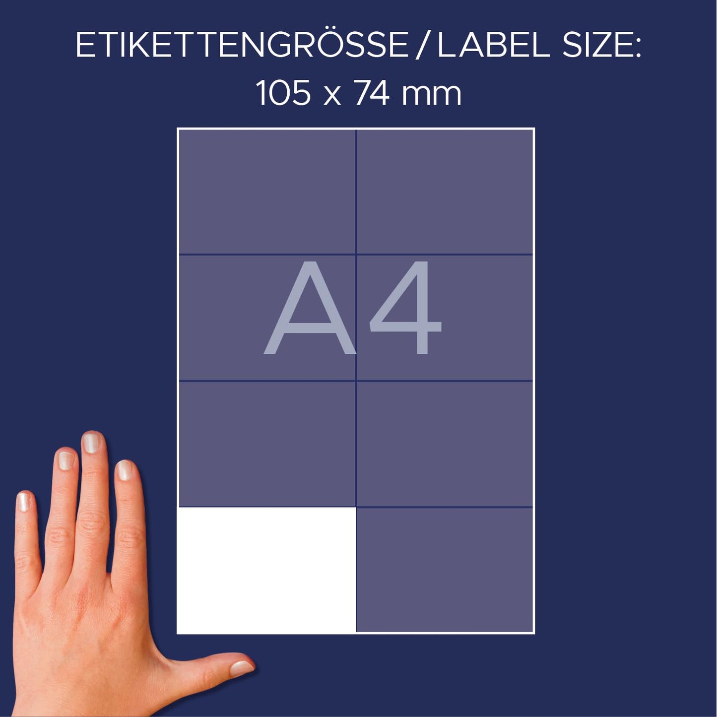 AVERY Zweckform P4861-50 Name Labels (400 name stickers, 105x74mm on A4, self-adhesive, printable fabric labels made of acetate silk for laser printers, residue-free removable) 50 sheets, white