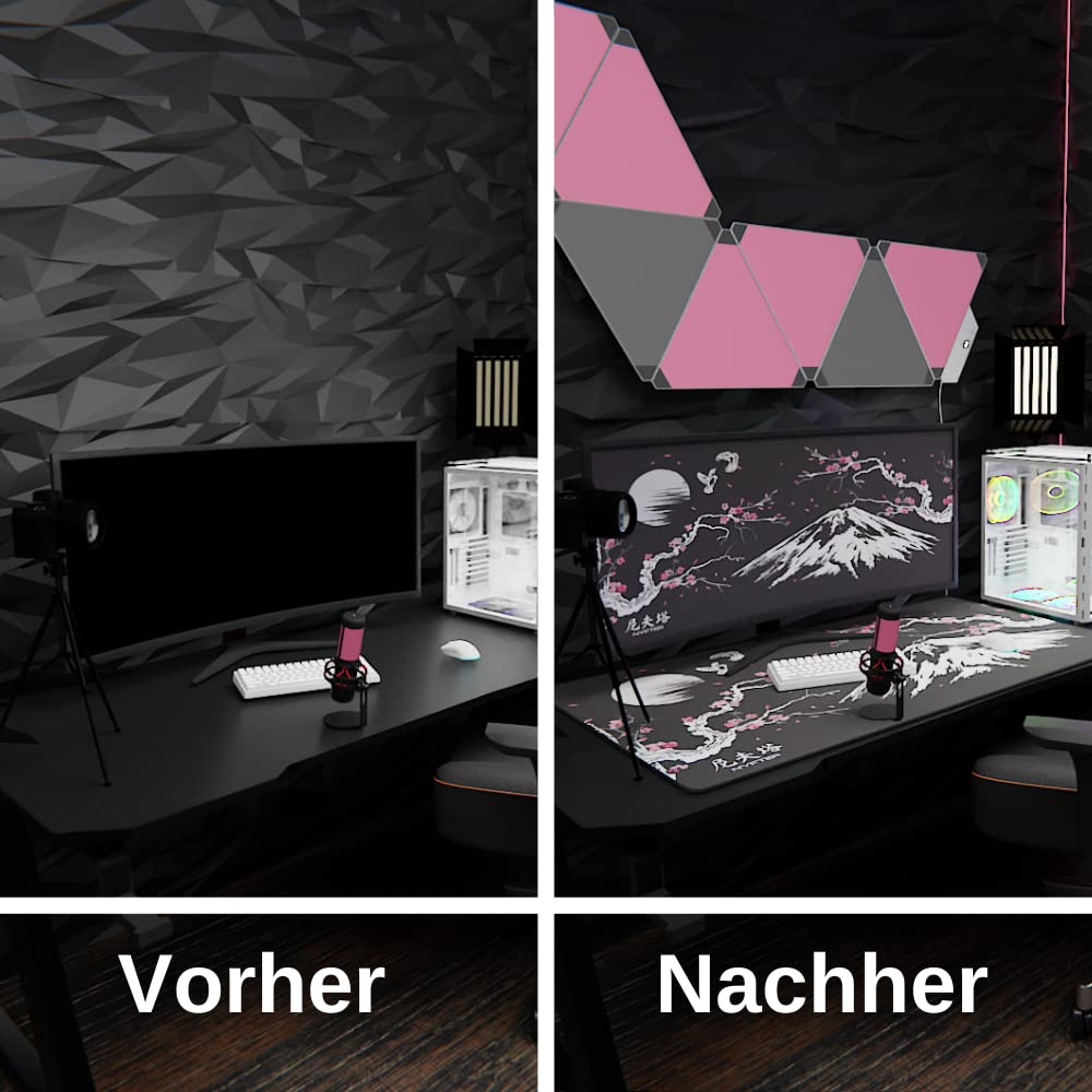 Nyfter - 3XL Gaming Mousepad Sakura Black 1200 x 600mm Premium Fuji Mousepad Size Large stitched edges durable with high-end glide and anti-slip speed gaming mousepad