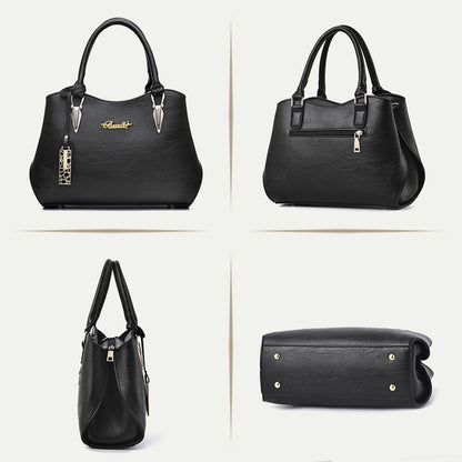 BestoU Women's Black Leather Large Handbag Ladies Shoulder Bag Women's Crossbody Bag (Black)