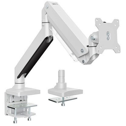 PUTORSEN Monitor Desk Mount - Heavy Duty Premium Aluminum Swivel Tilt Height Adjustable Single Arm Monitor Holder for 17"-49" LED LCD, VESA 75x75-100x100mm Supports up to 18kg-White