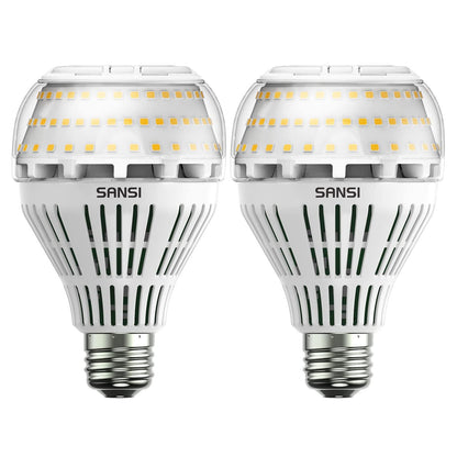 SANSI E27 dimmable LED bulb, 27W (replaces 250W incandescent bulb), 3000 Kelvin 4000 lumens, super bright for table lamp, ceiling light, garage, bedroom, pack of 2.