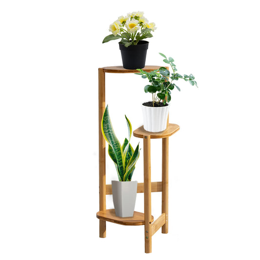 Nisorpa 3-tier Wood Plant Stand, Corner Flower Shelf, Outdoor Indoor Flower Ladder, Multi-layer Flower Stand, Step Flower Rack for Garden Balcony Living Room