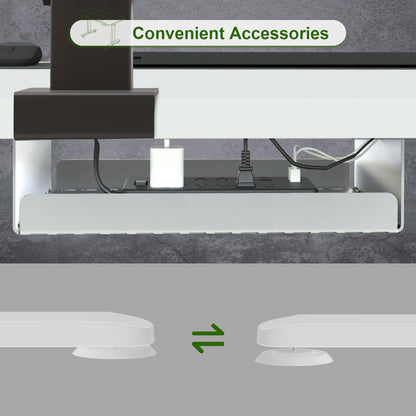 JUMMICO adjustable desk 180 x 80 cm with cable tray, Electric height adjustable standing desk with USB outlet, Computer desk, Ergonomic standing-sitting table, Office desk, White