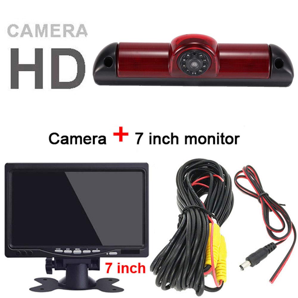 Car Roof Top Mount Brake Light Camera Brake Light Reverse Camera for FIAT Ducato/Peugeot Boxer/Citroen Jumper/Dodge+7" Inch DVD Monitor TFT Screen Truck Car LCD Display