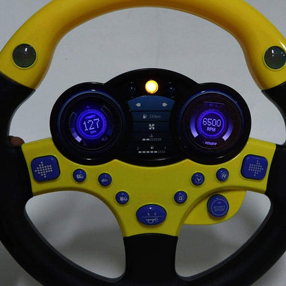 Steering wheel toy passenger car toy with music and lights child children driving learning toy musical education for toddler driver beginner [Yellow]